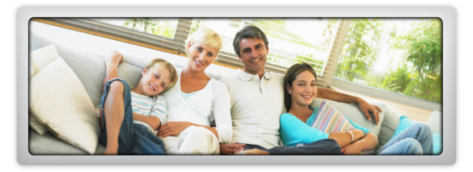 Family together on couch